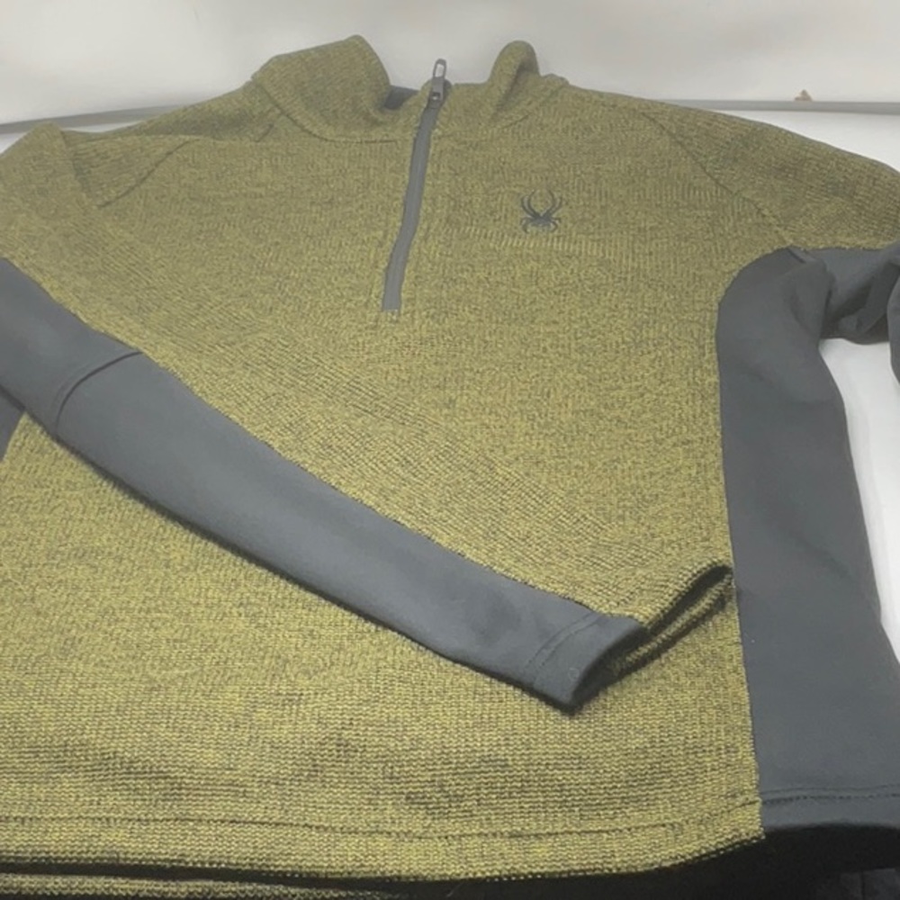 Spyder men’s green/black 1/4 zip fleece lined pullover, size M